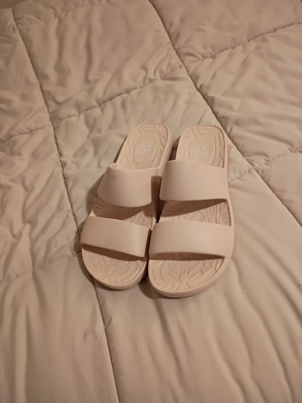 Roxy Gelato Lux Women's Slide Sandals Off White Like New
